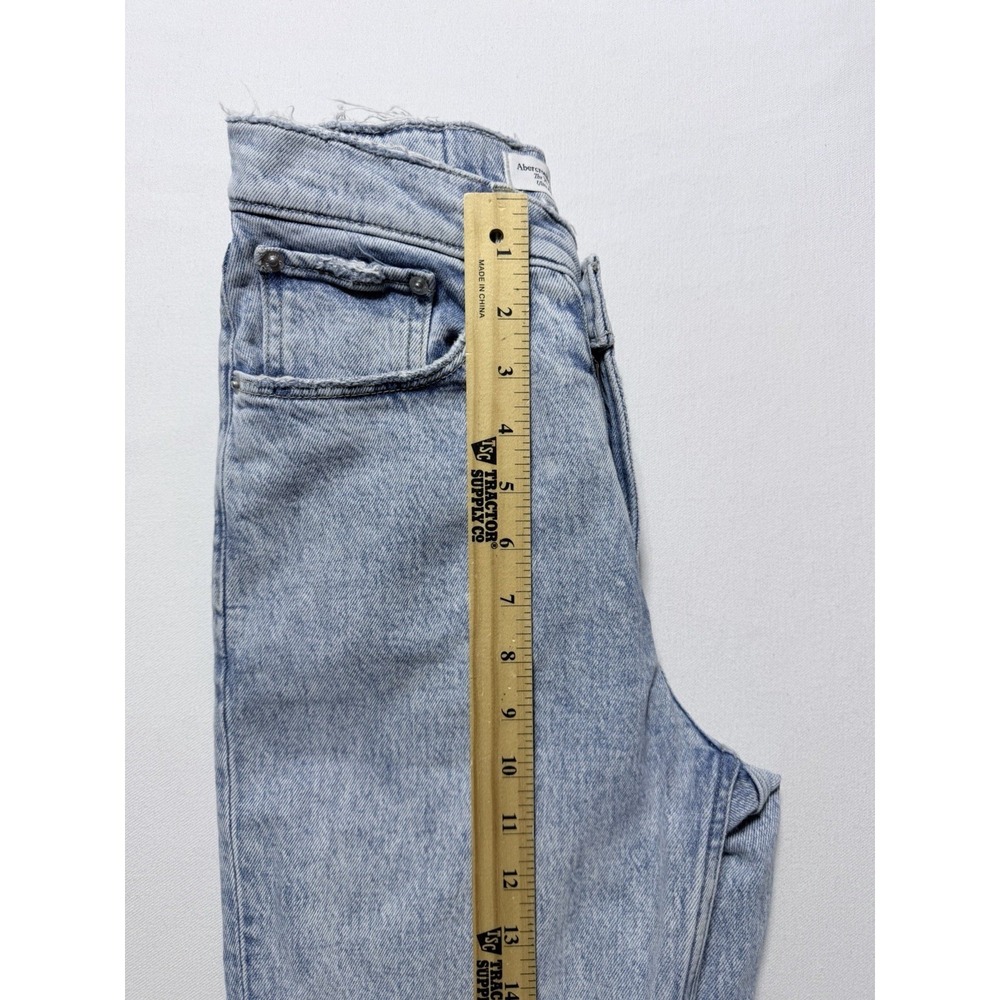 Abercrombie & Fitch 90s Straight Jeans Women 25 0 Light Wash Exc Criss Cross Hem - Picture 9 of 10